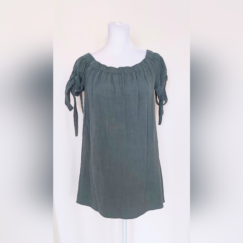 Lulus Al Fresco Evenings Off The Shoulder Mini Dress Olive Green Size Small